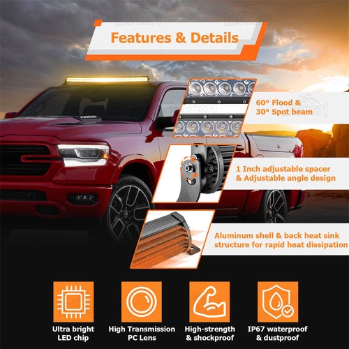 Luz estroboscópica de conducción antiniebla blanca ámbar 4 modos 42"" y cable para camioneta Jeep ATV UTV - Imagen 5 de 16