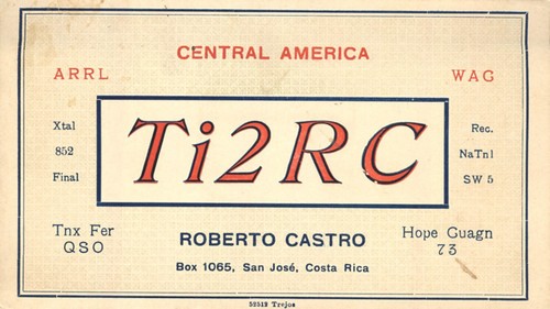 Central America ARRL WAG TI2RC Costa Rica 1961 Ham Radio QSO Postcard - 第 1/2 張圖片