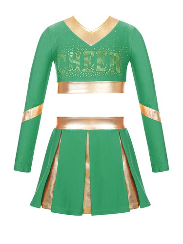 Kids Girls High School Uniform Fancy Dress Up Cheerleading Costume Long Sleeve - Picture 61 of 72
