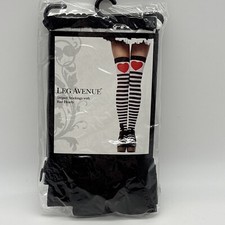 Thigh High Stockings Black/White heart leg avenue 6008