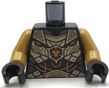 Lego New Black Torso Armor w/ Gold Plates Black Abdomen w/ Orange Circles Part