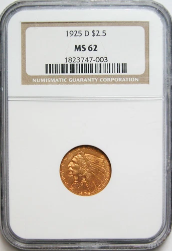 1925-D $2.5 Indian Quarter Eagle NGC MS-62