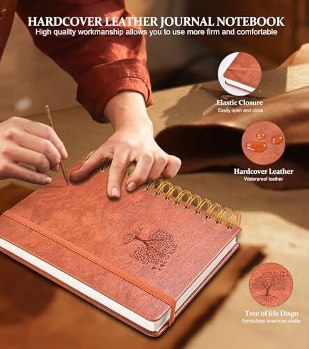 Lined Spiral Notebook Journal, 300 Pages Hardcover Leather Journals A5 Brown - Bild 4 von 7