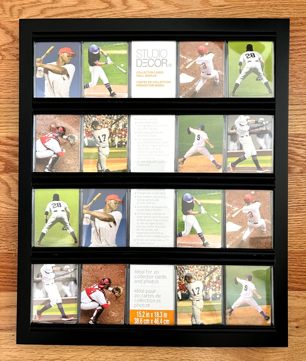 20 card display case Baseball Collector Wall Frame - Holds Cards Black 16x20 in Expertly crafted in the USA from solid hardwood with a glossy finish 20 Sport Cards/collectible Trading Card