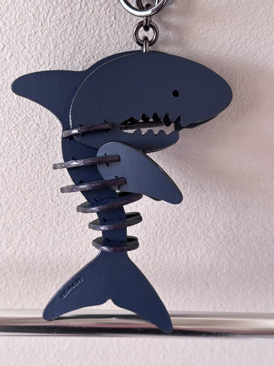 NWT COACH SHARKY LARGE BLUE SKELETAL BAG CHARM / FOB / KEY RING