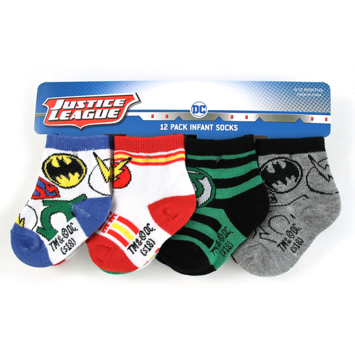 DC Comics Assorted Superhero Characters 12 Pair Socks Set, Baby Boys, Age 0-24M - Picture 45 of 49