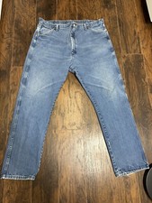 Vintage Wrangler Blue Jeans Men's 42x32 USA Cowboy Jeans Light Wash 13MWZPW