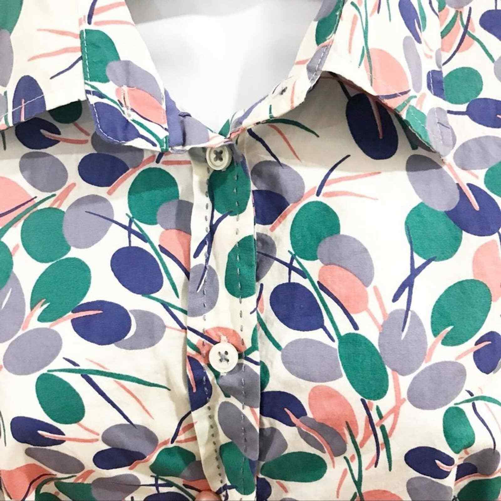 Boden Button Down Polka Dot Collared Long Sleeve … - image 2