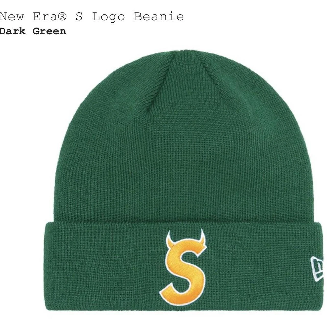 new era s logo beanie
