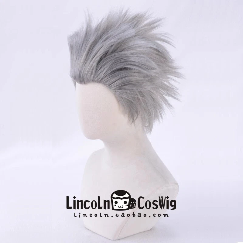 Devil May Cry 5 Vergil Cosplay Silver Gray Slicked-Back Wig Short Hair W/Hairnet - Image 4 of 4