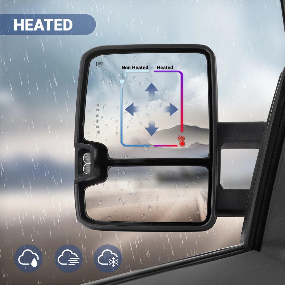 Tow Mirrors for 2003-2007 Chevrolet Silverado 2500 HD Sequential Signal White  - Image 3 of 4