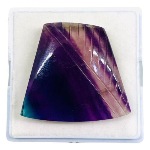 113 kt natürlicher zweifarbiger Fluorit 38 x 34 mm ausgefallene Schnitzerei riesiger unbehandelter Edelstein - Bild 2 von 13