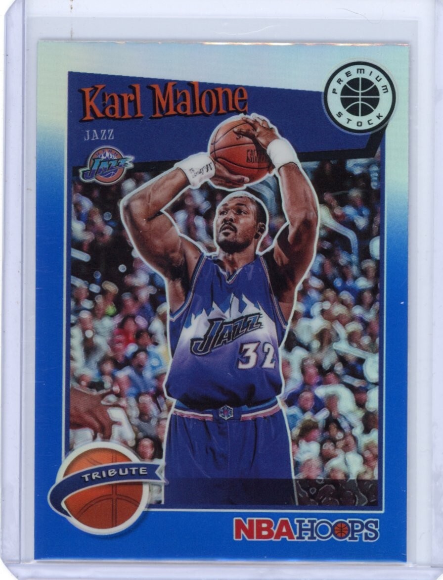 2019-20 Hoops Premium Stock Karl Malone Blue Prizm Tribute SP Utah Jazz