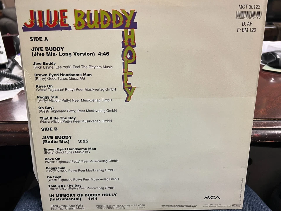 BUDDY HOLLY JIVE BUDDY 12" IMPORT 1982 MCA MCT30123 (JIVE BUNNY) - Image 2 of 2