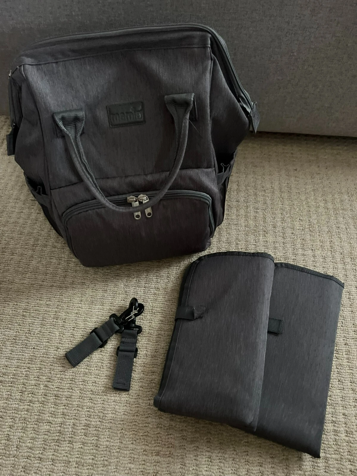 Mamia Grey Backpack Changing Bag Travel Portable Foldable Changing Mat Holder