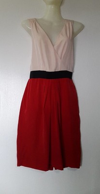 Robe Les 3 Suisses Taille 40 - Cintrée, Tricolore Nude/rouge/noir En Polyester