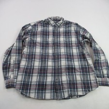 Eddie Bauer Shirt Mens XL Long Sleeve Button Up Plaid Pockets Relaxed