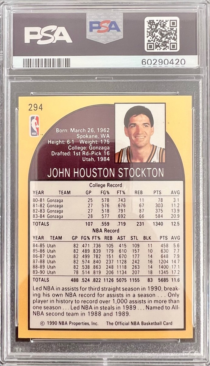 1990 NBA Hoops John Stockton #294 Utah Jazz PSA 10 Gem Mint HOF | eBay
