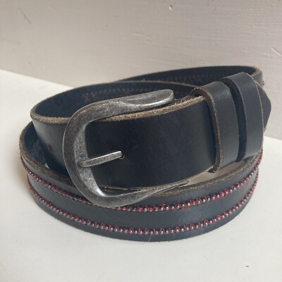 pistil black leather men s belt Size Small Made In India Distressed 38 Inches