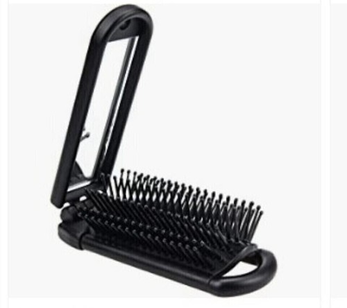 Portable Folding Hair Brush With Mirror Travel Comb Scalp Massage Pocket Size - Picture 4 of 5