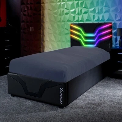 X ROCKER Cosmos RGB Single Gaming Bed with LED Lights Single 3ft BLACK CLEARANCE