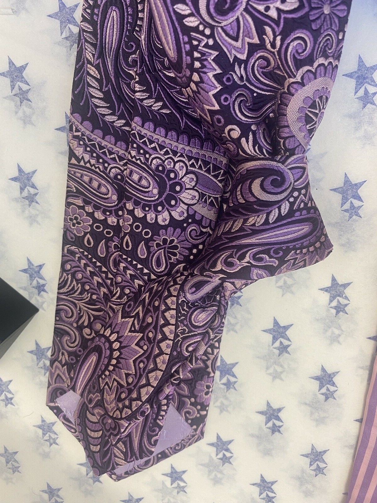 NEW! TM Lewin 16" cotton lilac/pink stripe shirt, silk paisley tie and