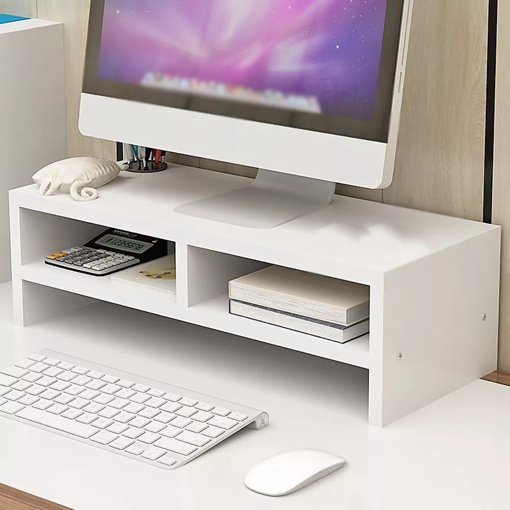 2 Tier Computer Riser Monitor Stand PC Laptop TV Display Work Desk