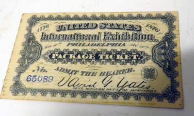 1776-1876 US International Exhibition Philadelphia Package Ticket