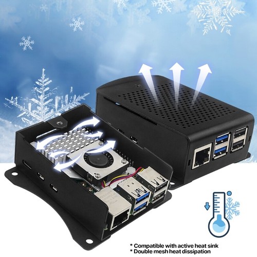 Rugged Aluminum Cover for RPI5 Single Board Computer Heat Dissipation Box Case - Afbeelding 2 van 12
