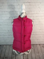 EUC women's J CREW magenta pink DOWN PUFFER VEST - size XS