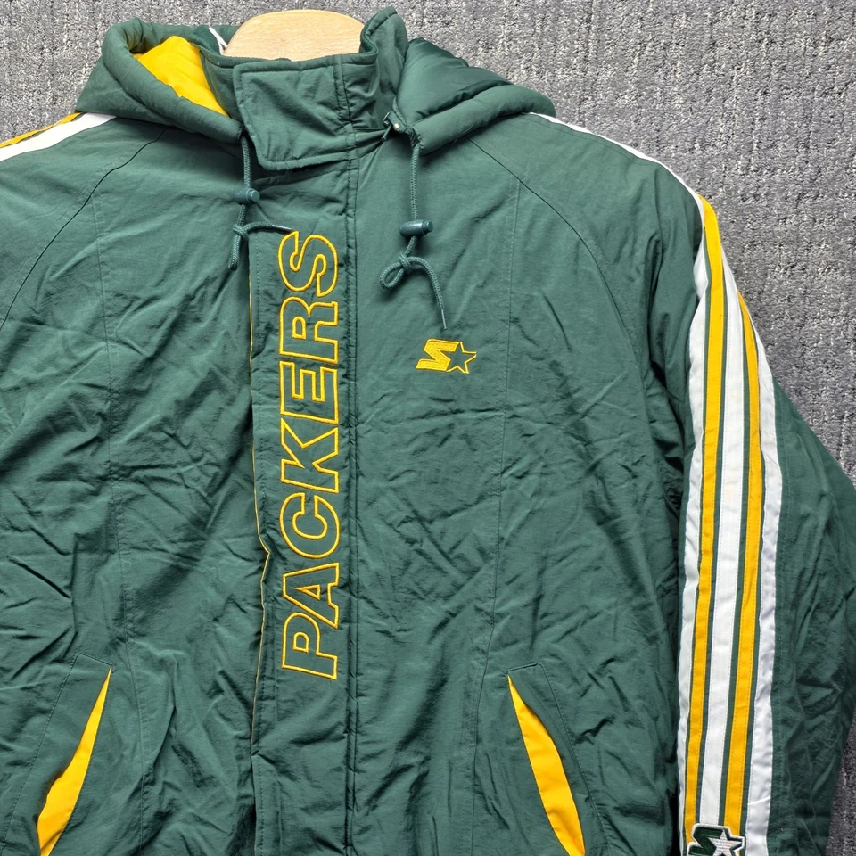 Vintage 90s Green Bay Packers Starter Jacket Large Pro Line Puffer Vertical Logo - Image 4 of 4
