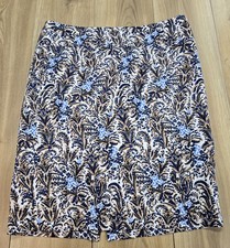 Ann Taylor Lined Pencil Skirt Womens Sz 14, Blue & Gold, Zipper Closure