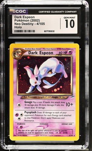 Dark Espeon (Unlimited) graded CGC 10 for sale on eBay