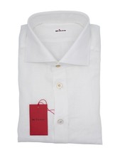 NEW KITON Napoli White Shirt 100 Linen Size 15.5 Us 39 Eu KC1