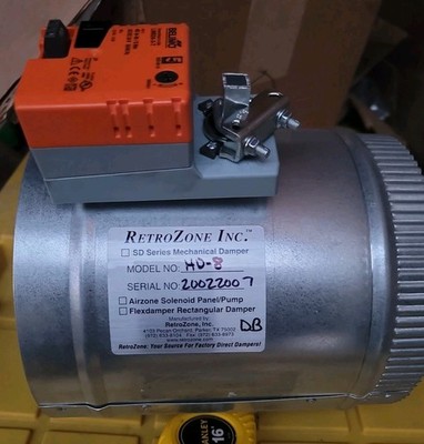 SD 8'' Belimo 3 wire Motorized 24v round zone control damper RetroZone HD-8