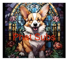 20oz Sublimation Tumbler Wrap Stained Glass Corgi Ready To Press Heat Transfer
