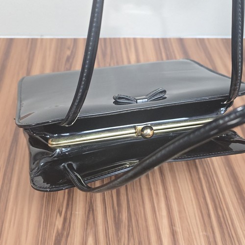 VTG Retro 60's THEODOR CALIFORNIA Black Patent Leather Clutch Handbag Purse - Picture 17 of 24
