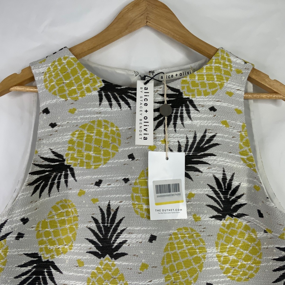 Alice + Olivia Pineapple Jacquard Shift Dress Yellow Black Cream 