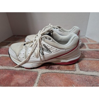 New Balance 656 Tennis Walking Shoes White Red Leather Sz 7 WC656WS D Made USA