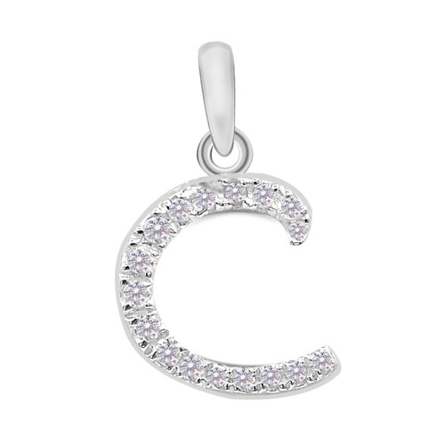 D/VVS1 Round Shape 0.35Ct Alphabet C Women's Pendant In 925 Sterling Silver