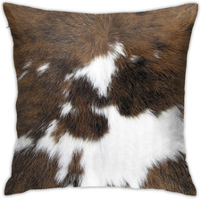 Cow Hide Print Throw Pillows Cover 18x18 Inch Brown Cowhide Faux Fur Pillow Cove
