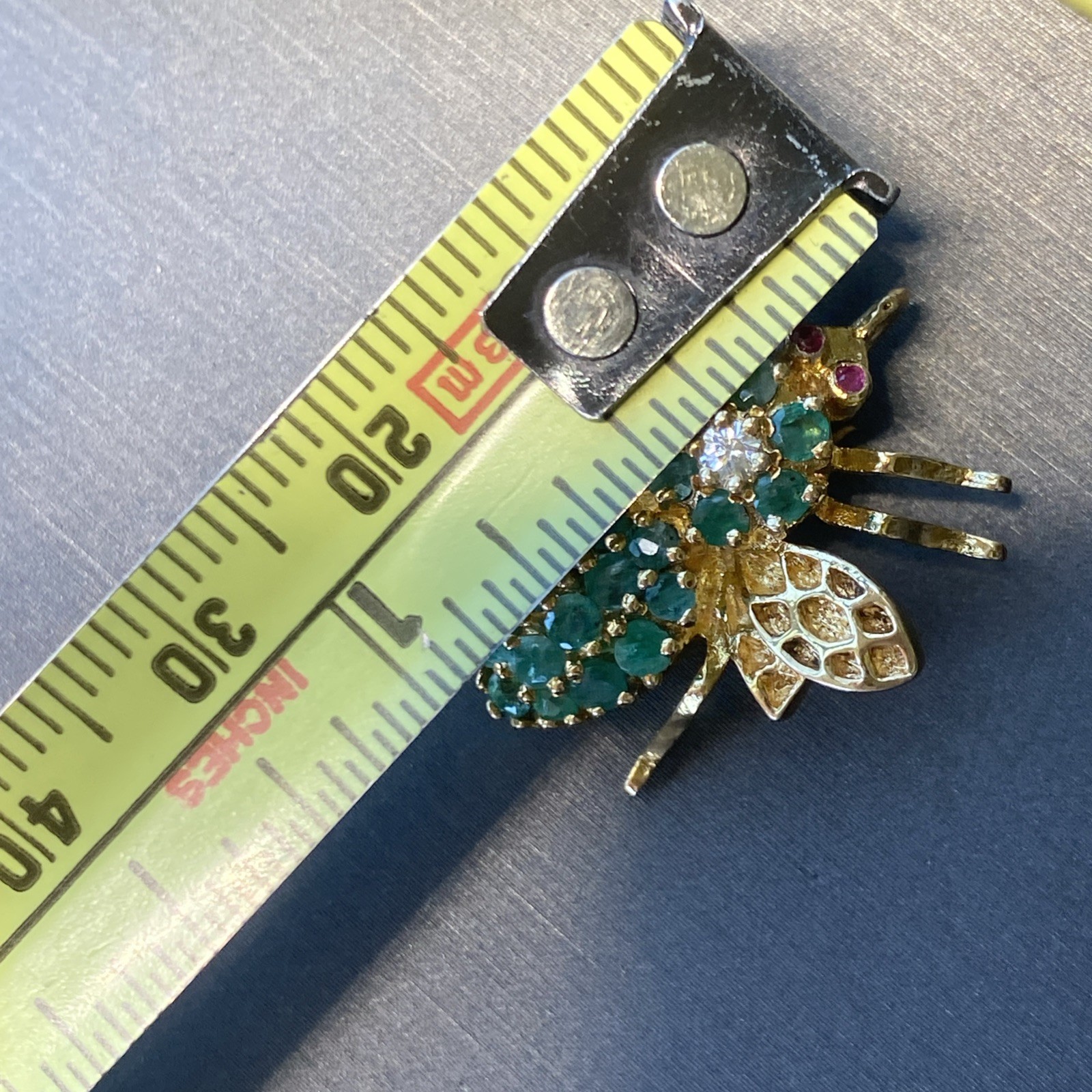 Victorian Diamond Emerald Ruby Antique Insect Fly… - image 4