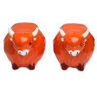 Highland Coo Cow Keramik Salz- & Pfefferstreuer Set, Rot, Neu & Ovp
