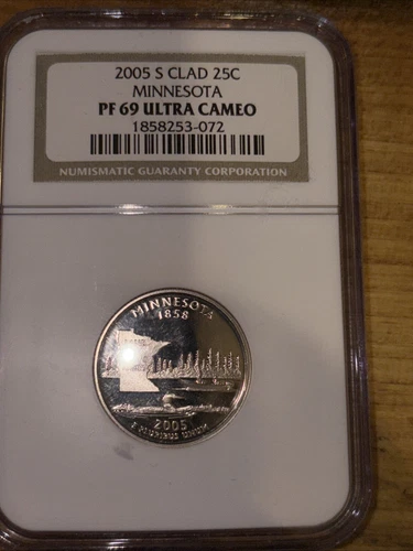 2005 S NGC PR69 Ultra Cameo Clad Minnesota 25c State Quarter 2005-S PF-69 UCAM