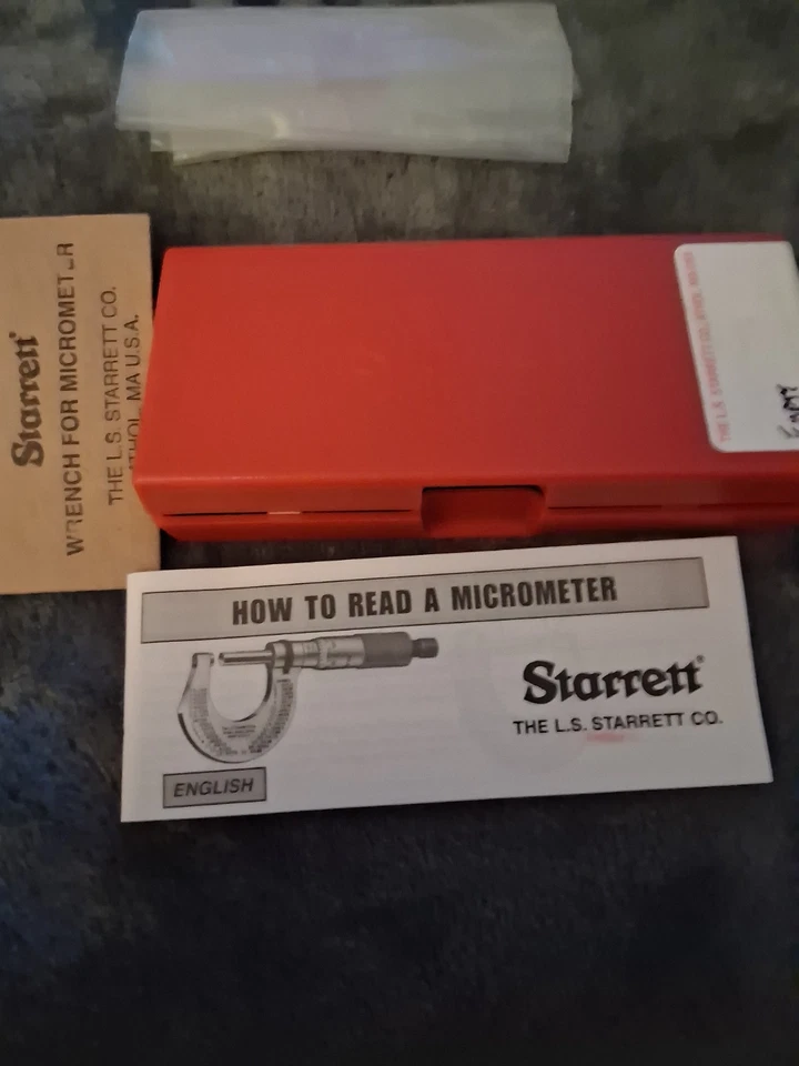 STARRETT 0-1 Inch MICROMETER NO 436 TXFL w/ CASE - .0001 - CARBIDE FACES - Image 2 of 4
