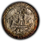 1964 25c Silver Washington Quarter Speckled Rainbow Pattern Toning - BU - Z6463