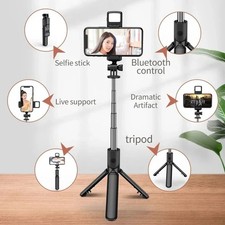 3-in-1 Bluetooth Selfie Stick Tripod with Fill Light  Remote for iPhone Android