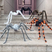 Halloween Giant Spider Black Scary Plush Outdoor Yard Decor Haunted House Prop