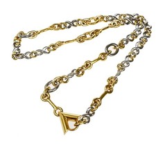 LOUIS VUITTON Logo Chain Long Necklace Gold S...