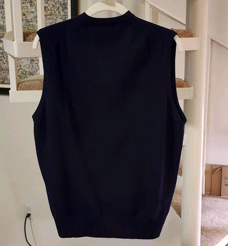 Liberty London x Drumohr Knitwear Vintage 100% Cashmere Vest Blue Made Scotland image 2